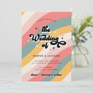 Invitation Mariage coloré les années 70 rétro