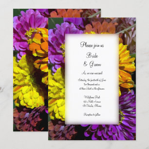 Invitation Mariage coloré Zinnia Flowers