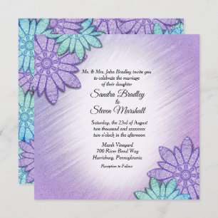 Invitation Mariage combiné couleur florale chic