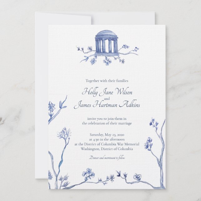Invitation MARIAGE commémoratif de guerre du DC - Holly & Jam (Devant)