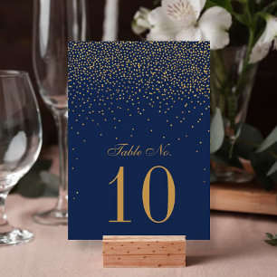Invitation Mariage Confettis Bleu Nuit et Or Glam