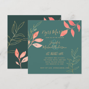 Invitation Mariage contemporain ANNIVERSAIRE Corail Turquoise