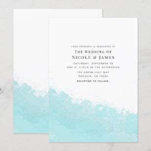 Invitation Mariage Cool Aqua Blue Wave Splash Beach