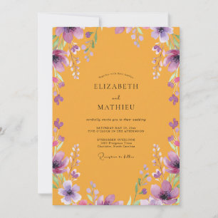Invitation Mariage Coquelicot Pourpre Ambre