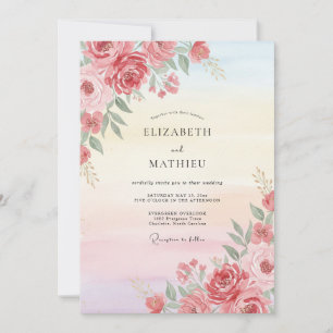 Invitation Mariage Corail Rose Vivid