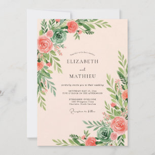Invitation Mariage Corail Verdoyant Succulent