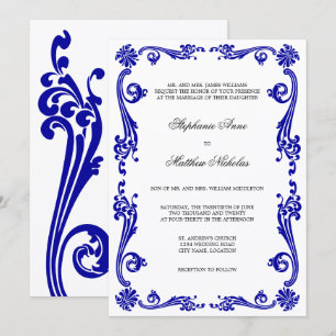 Invitation Mariage Cosmopolite Royal Blue Flourish