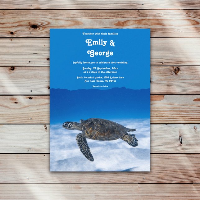 Invitation Mariage côtier de la tortue aquatique sous-marine (Créateur téléchargé)