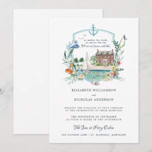 Invitation Mariage côtier nautique Blason de mariage