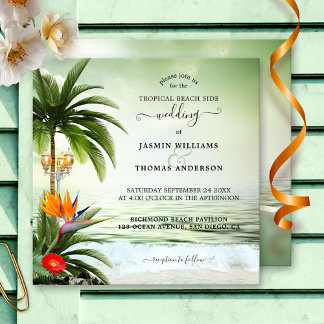 Invitation Mariage côtier Tropical Beach Palm Tree