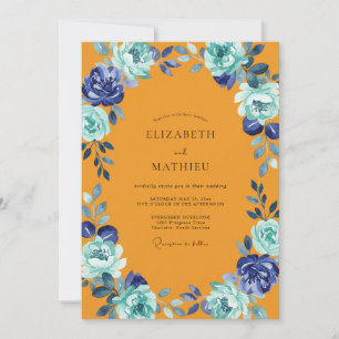 Invitation Mariage Cottagecore Ambre Indigo Pivoine
