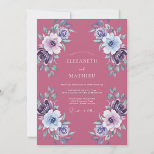 Invitation Mariage Cottagecore Pivoine Baie Poussiéreuse