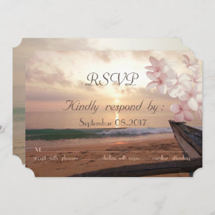 Invitation Mariage coucher de soleil sur la plage, Plumeria R