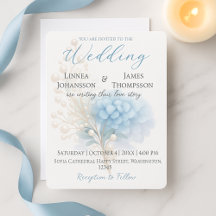 Mariage couleur bleu d'aquarelle romantique Pearl
