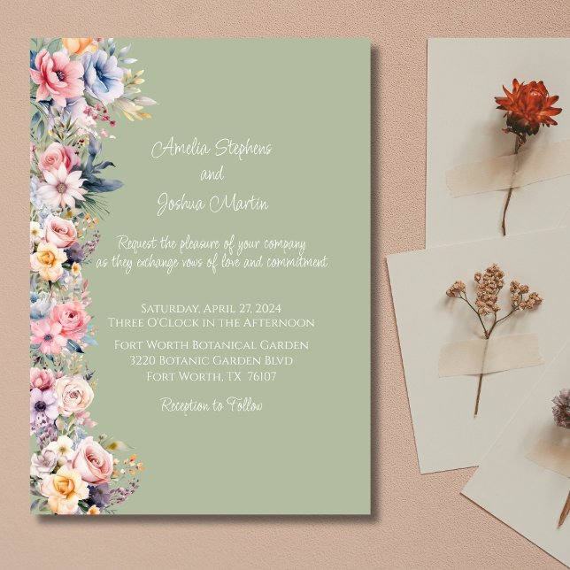 Invitation Mariage couleur Fleur sauvage Sage Green (Créateur téléchargé)