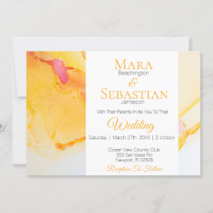 Invitation *~* Mariage couleur or orange Fuchsia