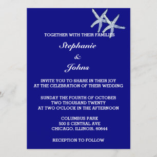 Invitation Mariage Couleur personnalisée Cute bleue de la mar
