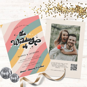 Invitation Mariage couleur rétro les années 70 QR Code