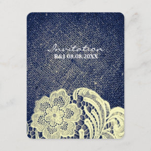 Invitation mariage country chic bleu marine toile de jute den