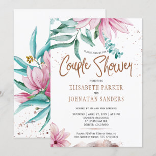 Invitation Mariage couple en cuivre parties scintillant rose 