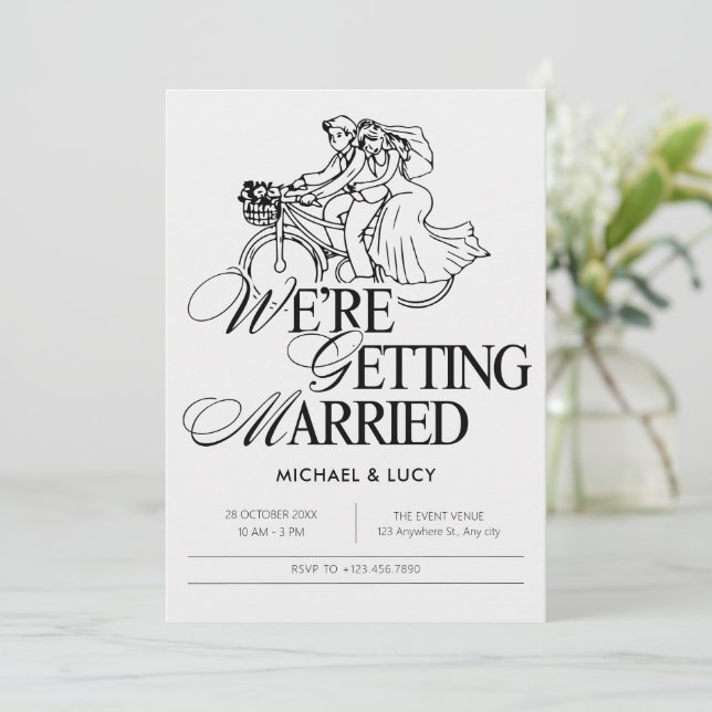 Invitation Mariage couple illustratif (Debout devant)