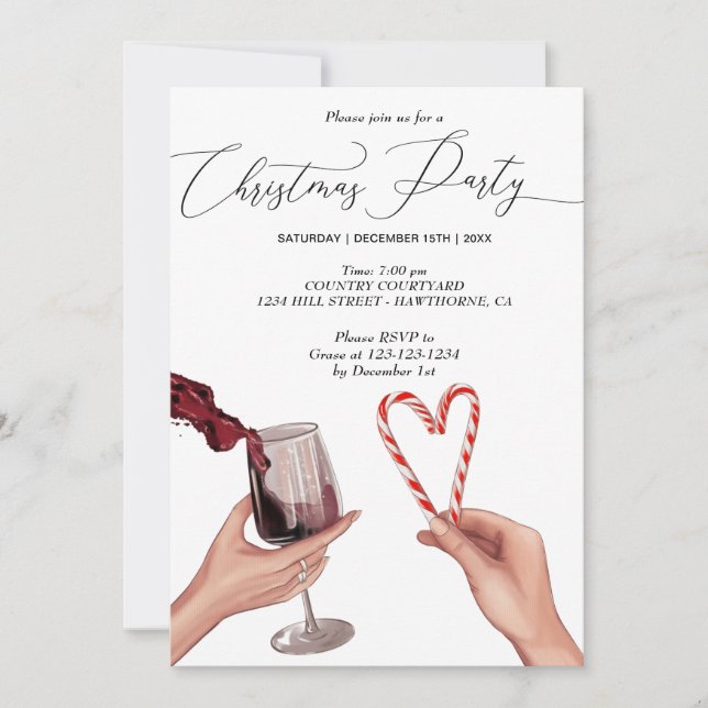 Invitation mariage couple mains fête de noël (Devant)