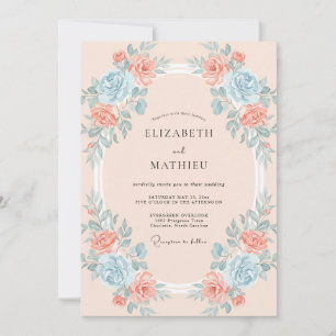 Invitation Mariage Couronne Aqua Corail