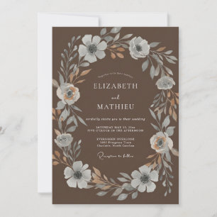 Invitation Mariage Couronne Argentée Mocha