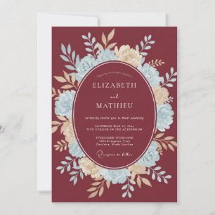Invitation Mariage Couronne Azur Bordeaux