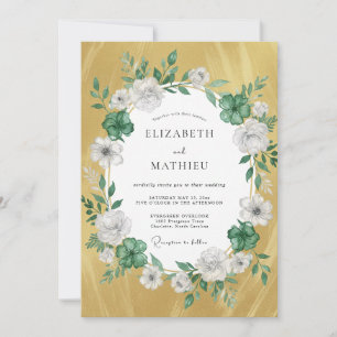 Invitation Mariage Couronne Blanche Moutarde