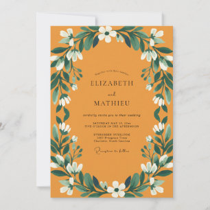 Invitation Mariage Couronne Blanche Ocre
