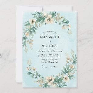 Invitation Mariage Couronne Bleu Poudre
