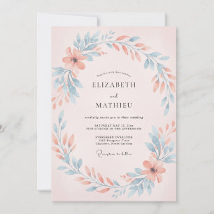 Invitation Mariage Couronne d'Azur Corail