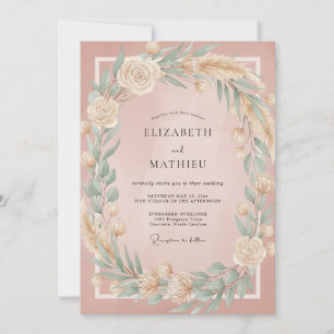 Invitation Mariage Couronne de Blé Champagne