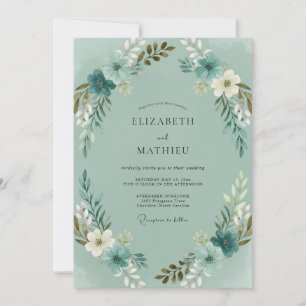 Invitation Mariage Couronne de Bronze Céladon