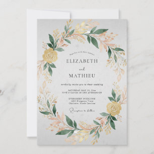 Invitation Mariage Couronne de Champagne Jaune