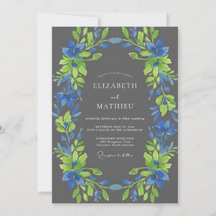 Invitation Mariage Couronne de Charbon de Cobalt