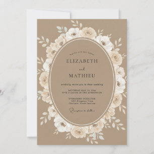 Invitation Mariage Couronne de Chaude Ivoire Taupe