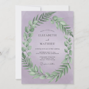 Invitation Mariage Couronne de Feuilles de Lilas