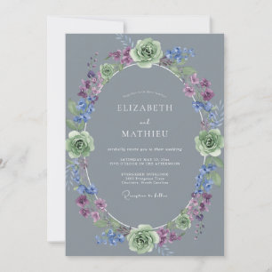 Invitation Mariage Couronne de Lavande sur Ardoise