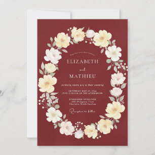 Invitation Mariage Couronne de Merlot et d'Ivoire