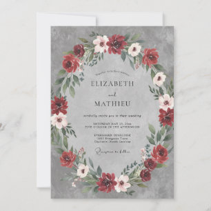 Invitation Mariage Couronne de Slate Bourgogne Profond
