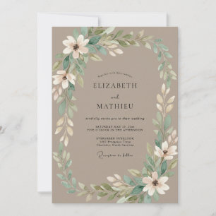 Invitation Mariage Couronne de Taupe et d'Ivoire