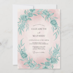 Invitation Mariage Couronne de Teal Rose