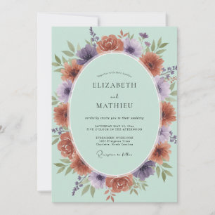 Invitation Mariage Couronne de Terre Cuite Violette