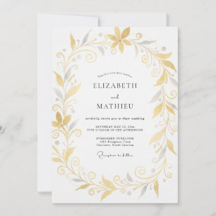 Invitation Mariage Couronne d'Or et d'Argent