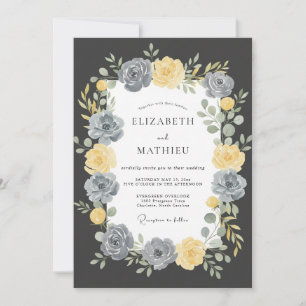 Invitation Mariage Couronne Dorée Charbon