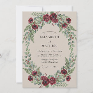 Invitation Mariage Couronne Florale de Bourgogne