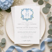 Mariage Couronne Florale Hydrangea Bleu Monogramme