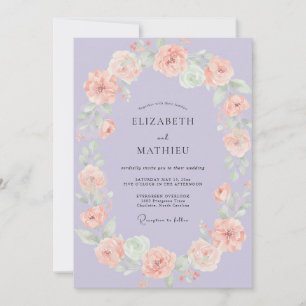 Invitation Mariage Couronne Mauve Pêche